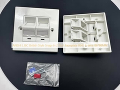 ANSHI LJ6C ব্রিটিশ স্টাইল স্ন্যাপ-ইন 2 পোর্ট ফেসপ্লেট RJ45 ফ্রেম 86 * 86MM