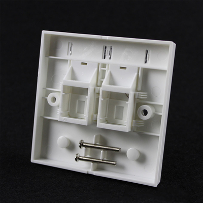 White Color RJ45 2 Port SGS Network Cable Faceplate