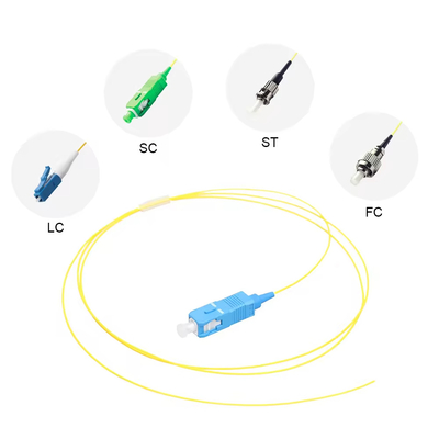 0.9 মিমি 1/1.5 মিটার FTTH Sc-upcylow হলুদ SC/APC সিনলে কোর Sm G.652d কোর Sc ফাইবার প্যাচ পিগটেল