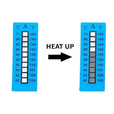 অনিবার্য 40-71°C 104-160°F 10 স্তরের উচ্চ তাপমাত্রা সংবেদনশীল লেবেল