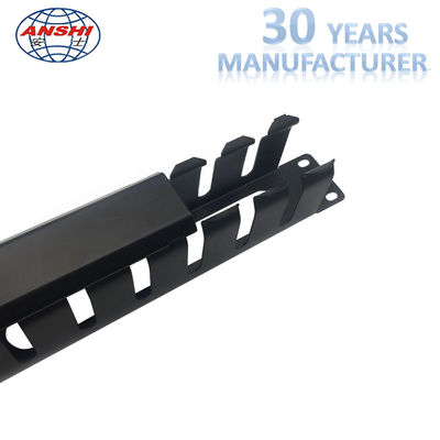 12 Ports 1U Horizontal Cable Manager Black 19 Rack Cable Management  With Cover