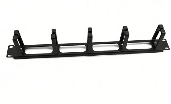 1U Height 19 Inch Rack Mountable Horizontal Cable Manager with 5 Rings for Network Cable Management