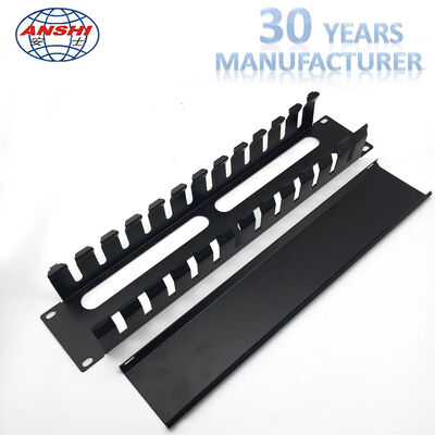 2U উচ্চতা 12 স্লট ধাতু 19 ইঞ্চি র্যাক মাউন্টযোগ্য অনুভূমিক তারের ম্যানেজার নেটওয়ার্ক ইনস্টলেশনের জন্য