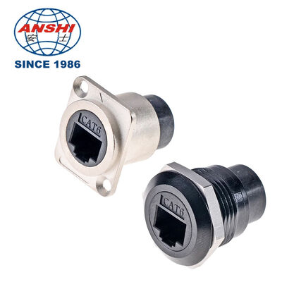ডি-সিরিজ RJ45 Cat6 মহিলা সংযোগকারী, প্যানেল মাউন্ট সার্কুলার ইথারনেট নেটওয়ার্ক এক্সটেনশন সকেট