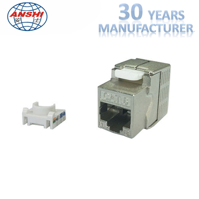 শিল্ডেড STP জিঙ্ক অ্যালয় RJ45 কীস্টোন জ্যাক 180 ডিগ্রি টুললেস CAT7 CAT5E